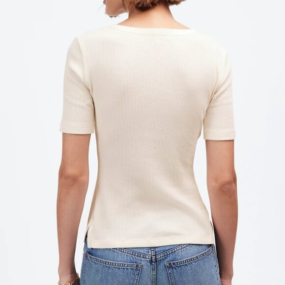 Madewell Ribbed Lace-Up Short-Sleeve Tee Size XXS - Picture 2 of 12